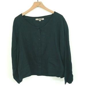 FLAX Black Linen Oversized Button Up Shirt